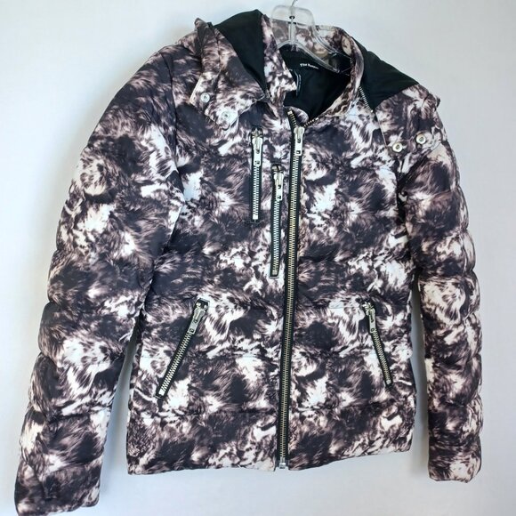 The Kooples Down Puffef Jacket Black White Winter Ski Coat Womens X Small - Picture 6 of 12